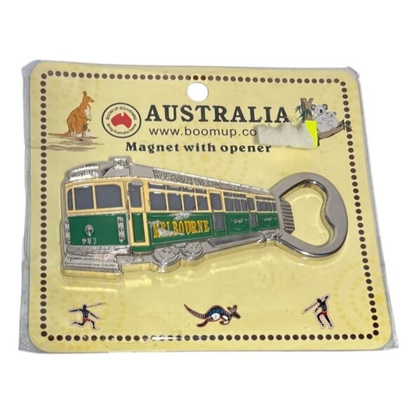 Australia Melbourne Tram Magnet & Bottle Opener Souvenir Green - Picture 1 of 4